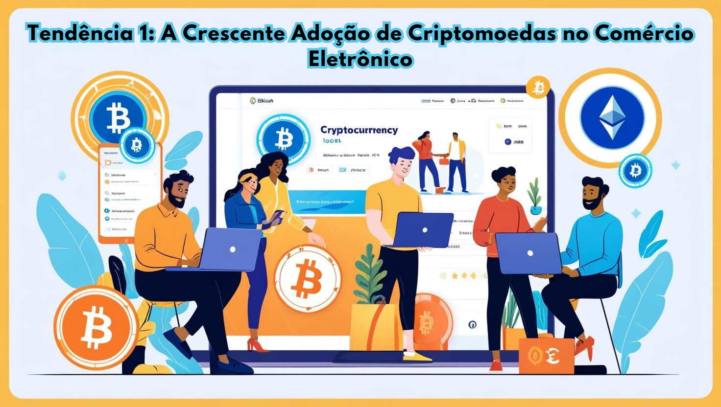 Tendência 1: A Crescente Adoção de Criptomoedas no Comércio Eletrônico